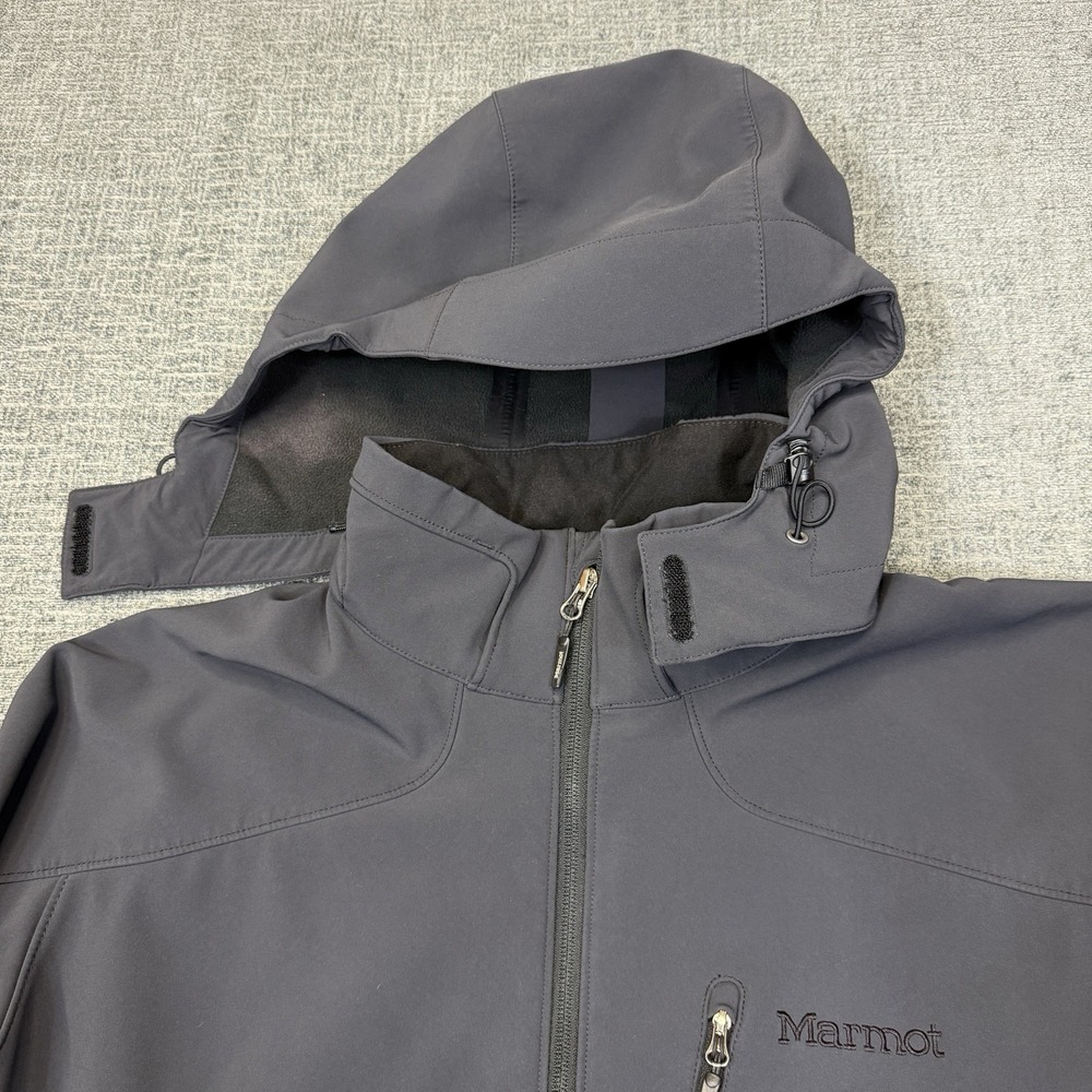 Marmot Softshell Jacket Men's XL Gray Removable Hooded Lined Outdoor - Picture 3 of 12